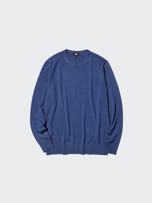 MEN'S EXTRA FINE MERINO CREW NECK LONG SLEEVE SWEATER UNIQLO IN