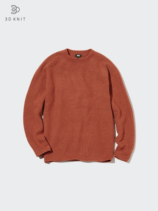 3D Knit Souffle Yarn Crew Neck Sweater