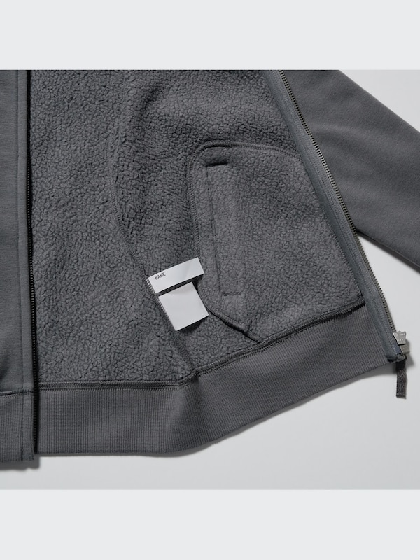 Soft Pile Lined Sweat Long Sleeve Full-Zip Hoodie