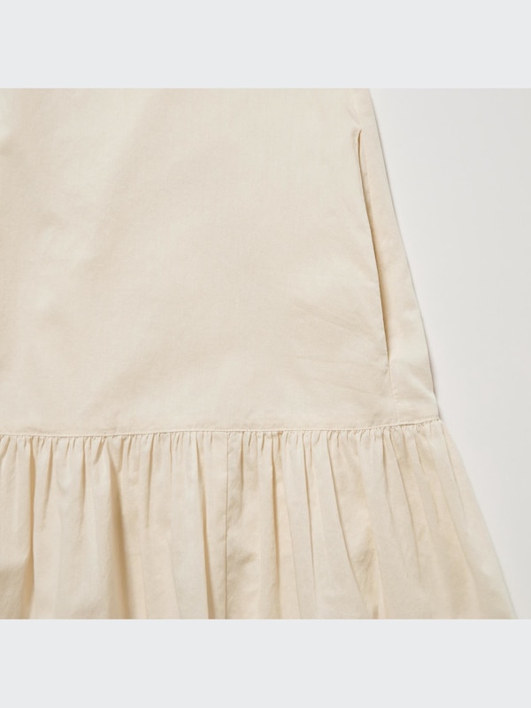 Cotton Gathered 3/4 Sleeve Mini Dress