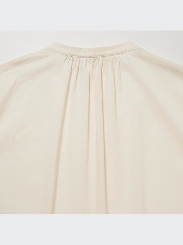 Cotton Gathered 3/4 Sleeve Mini Dress