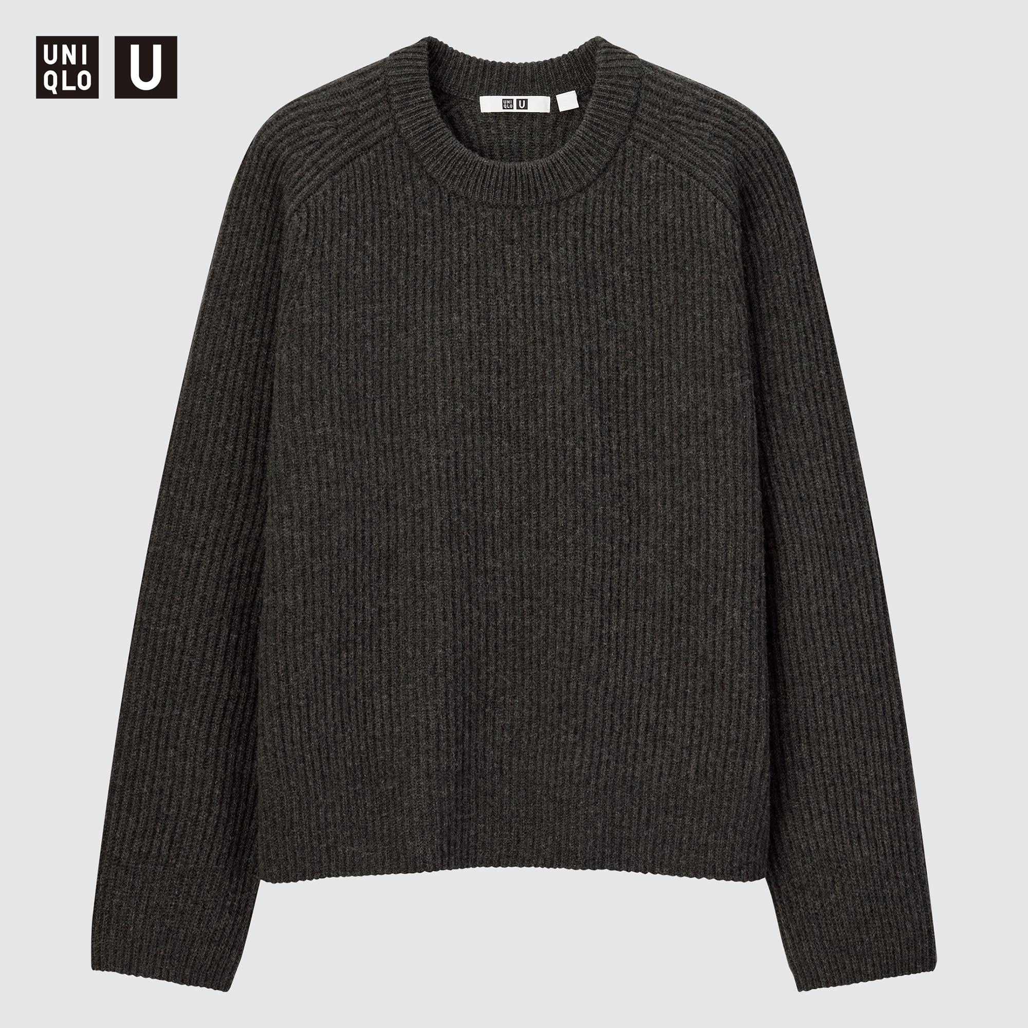 Uniqlo Premium Lambswool Wool Grey Basic Knit Sweater  Large  eBay