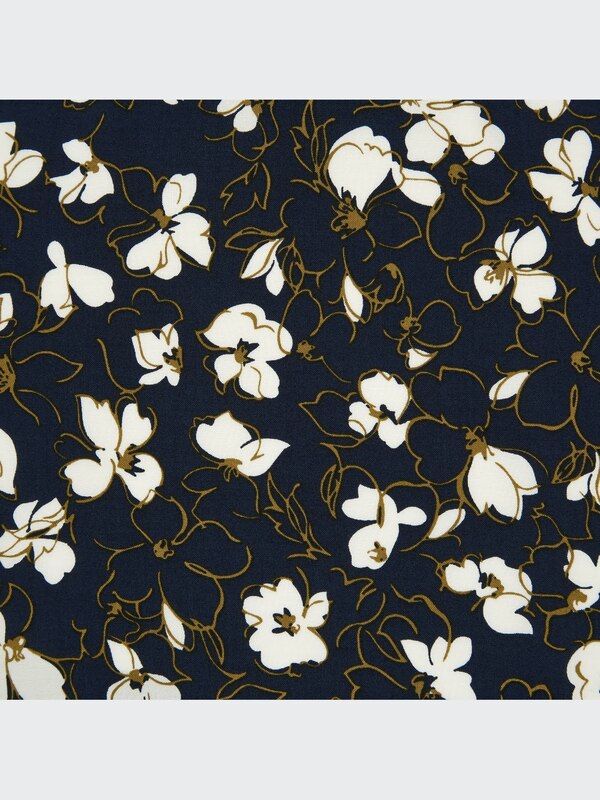 プリントＶネックフレアワンピース（7分袖・丈短め・108.5～119.5㎝）