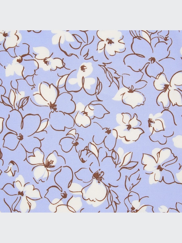 プリントＶネックフレアワンピース（7分袖・丈短め・108.5～119.5㎝）