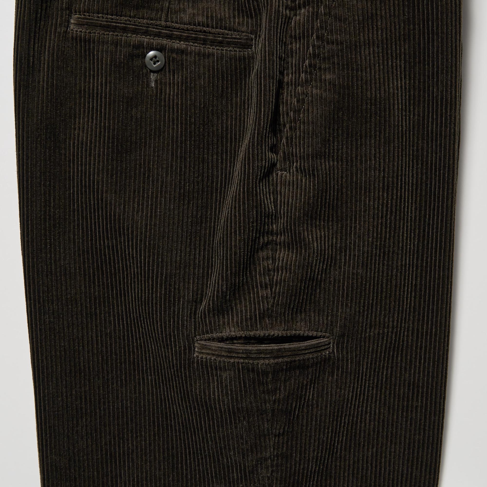 Mens black pleated corduroy on sale pants