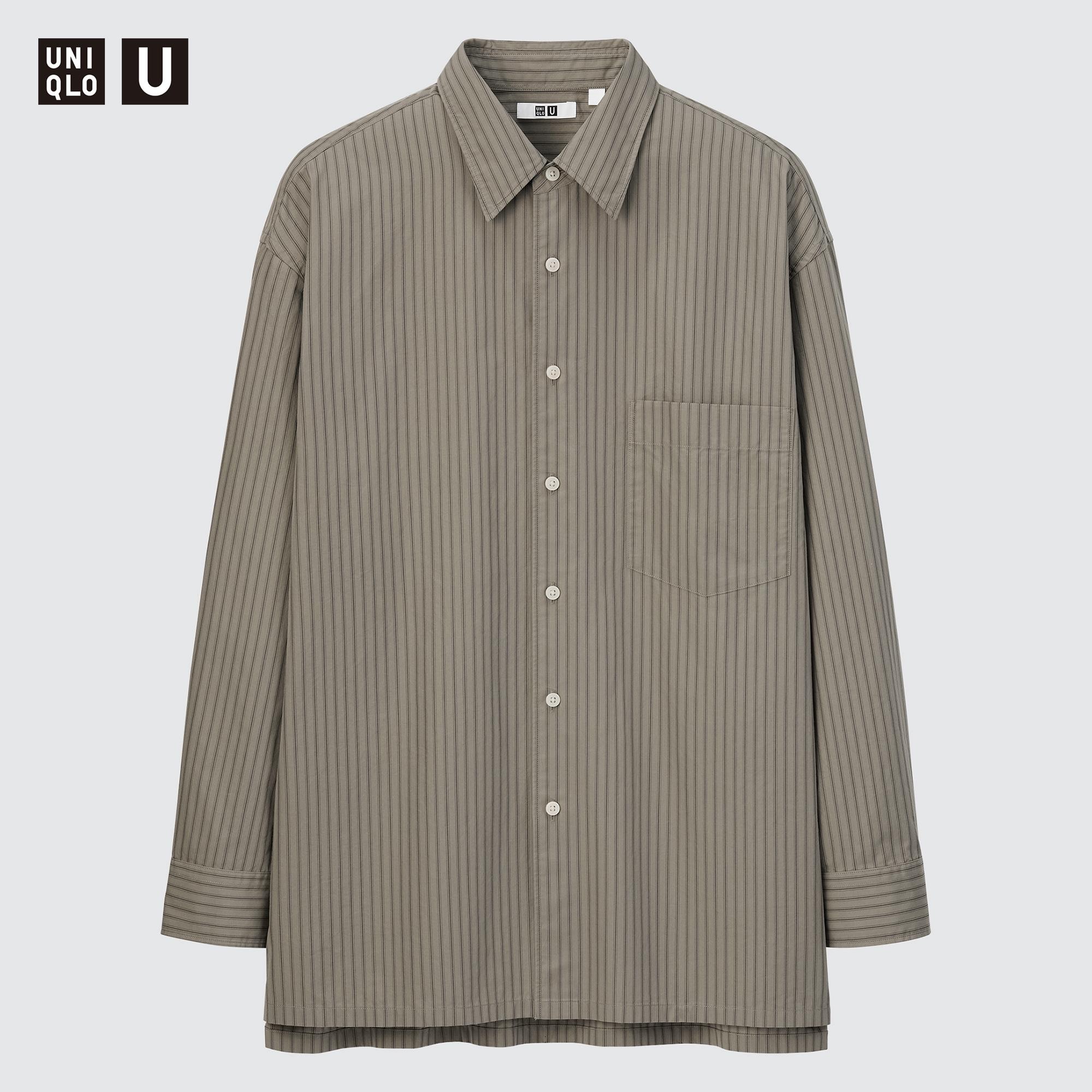 MEN Uniqlo U Oversized Striped Long Sleeve Shirt