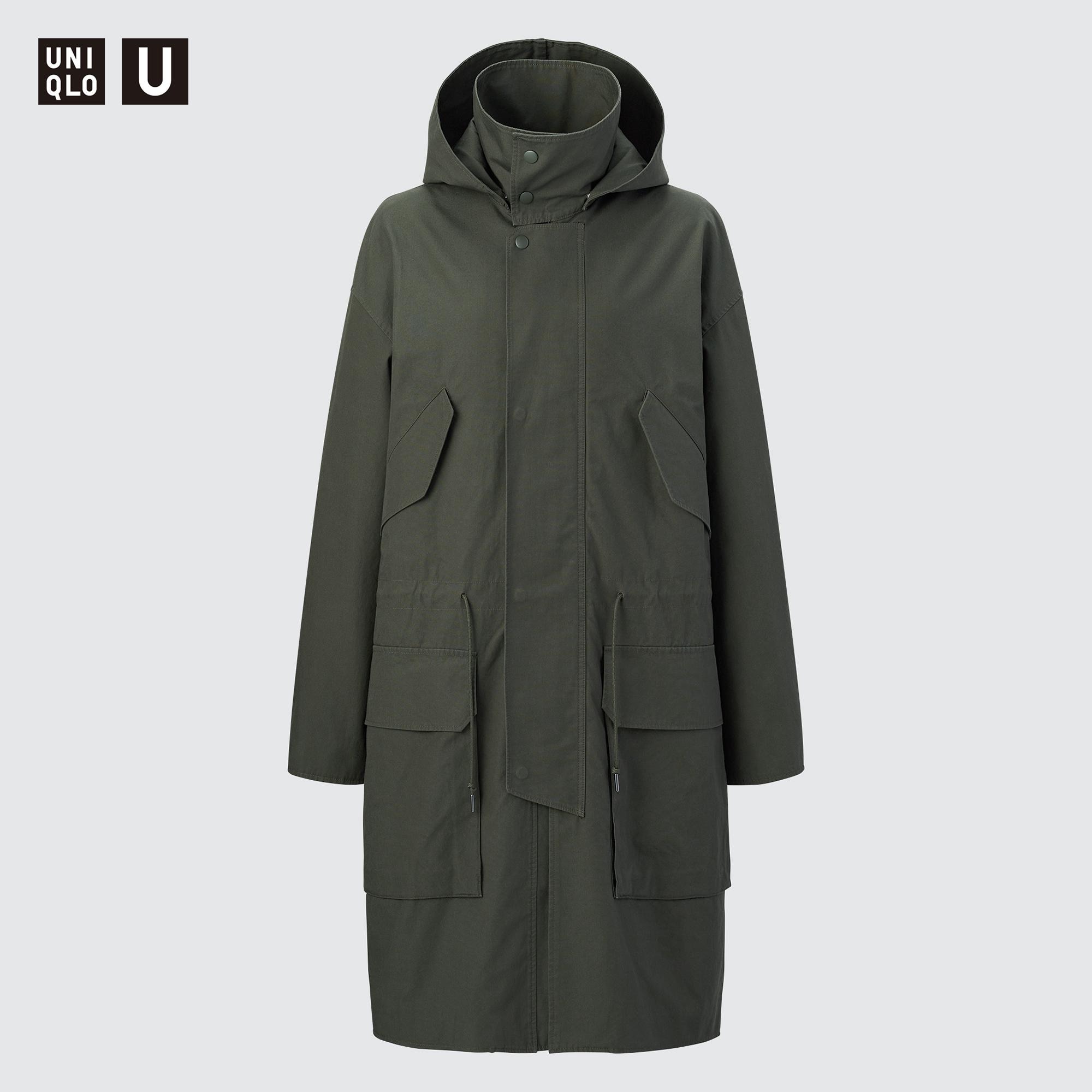 Uniqlo Hooded Coat light grey flecked casual look Fashion Coats Hooded Coats 