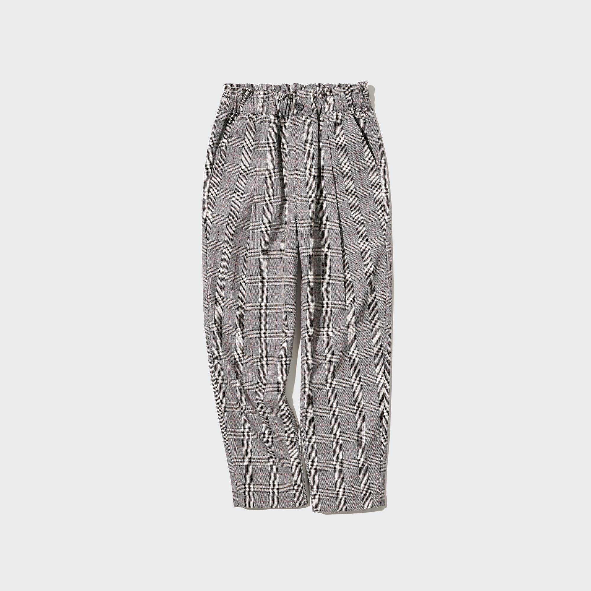 GIRLS TUCK WIDE TAPERED PANTS (CHECKED 