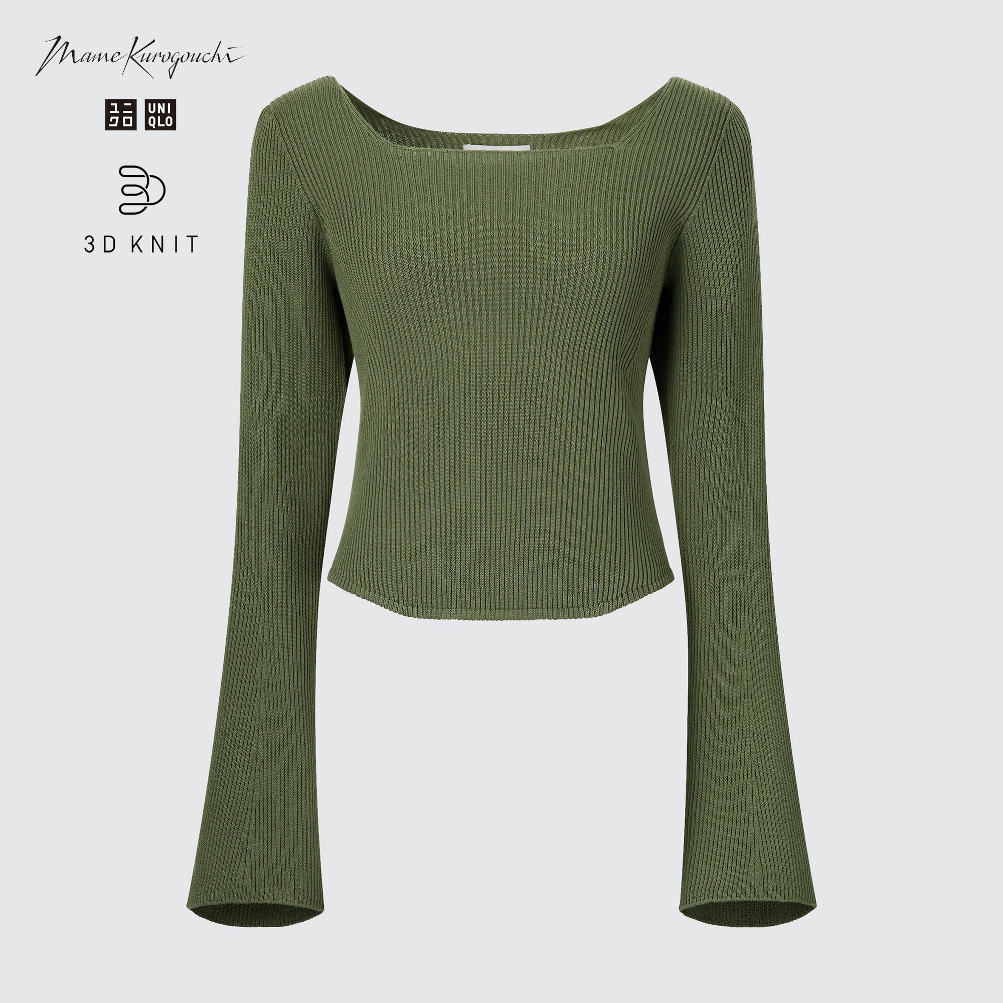 WOMEN'S MAME KUROGOUCHI 3D KNIT RIBBED SQUARE NECK LONG SLEEVE