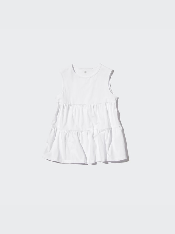 GIRLS スムースコットンティアードTシャツ（ノースリーブ）