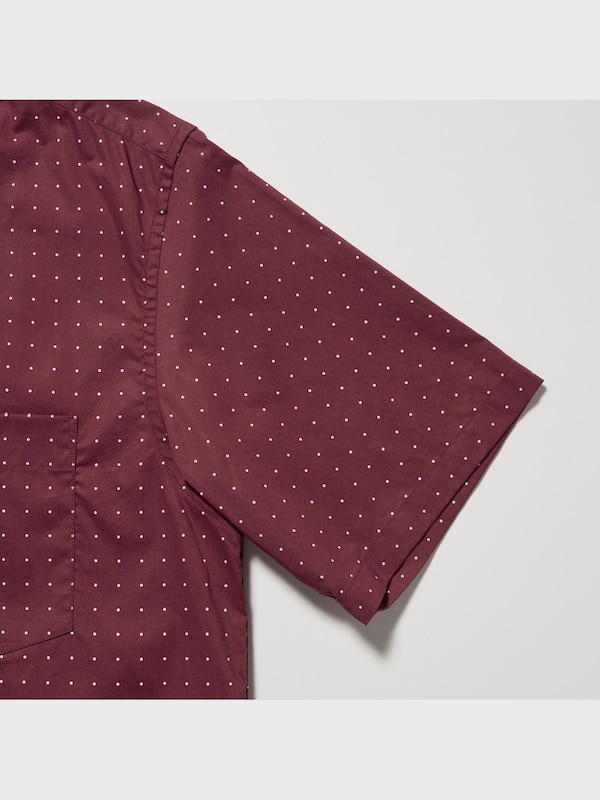 Kemeja Broadcloth Extra Fine Cotton Motif Lengan Pendek