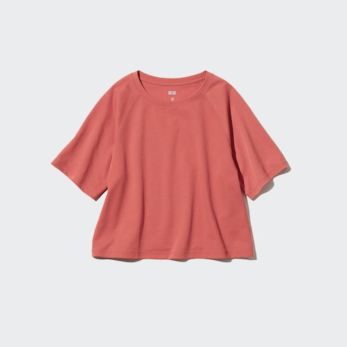 UNIQLO DRY-EX Cropped Crew Neck Short Sleeve T-Shirt, Women's