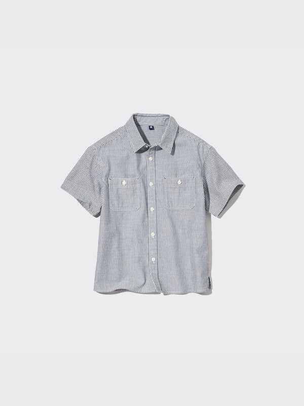 Kemeja Garis Lengan Pendek