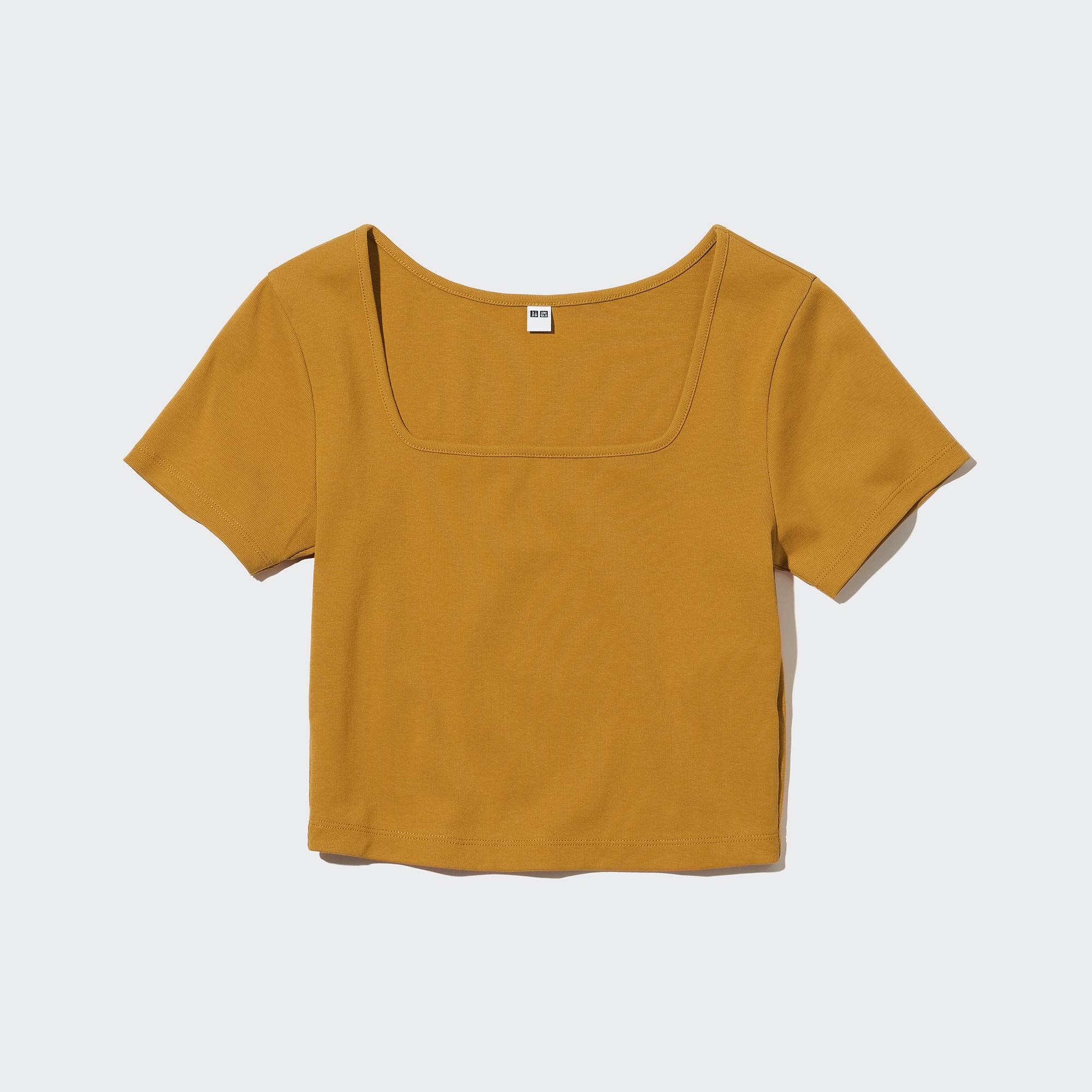 Cek ide styling untuk「T-Shirt Crop Kerah Persegi Lengan Pendek」| UNIQLO ID