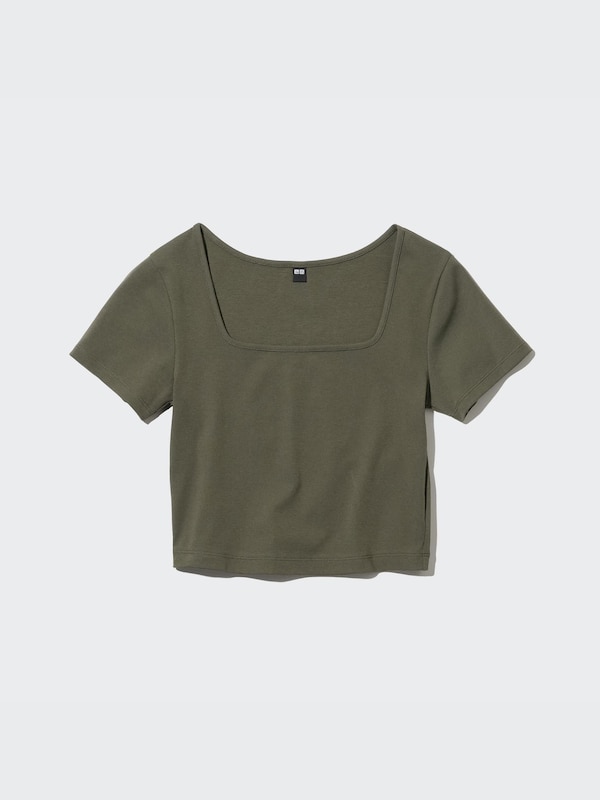 Square Neck Cropped Short Sleeve T-Shirt
