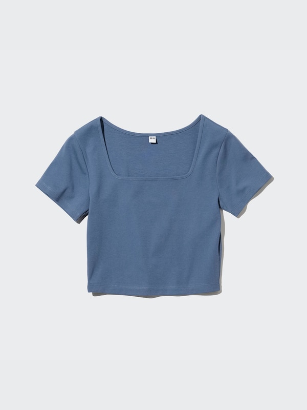 Square Neck Cropped Short Sleeve T-Shirt