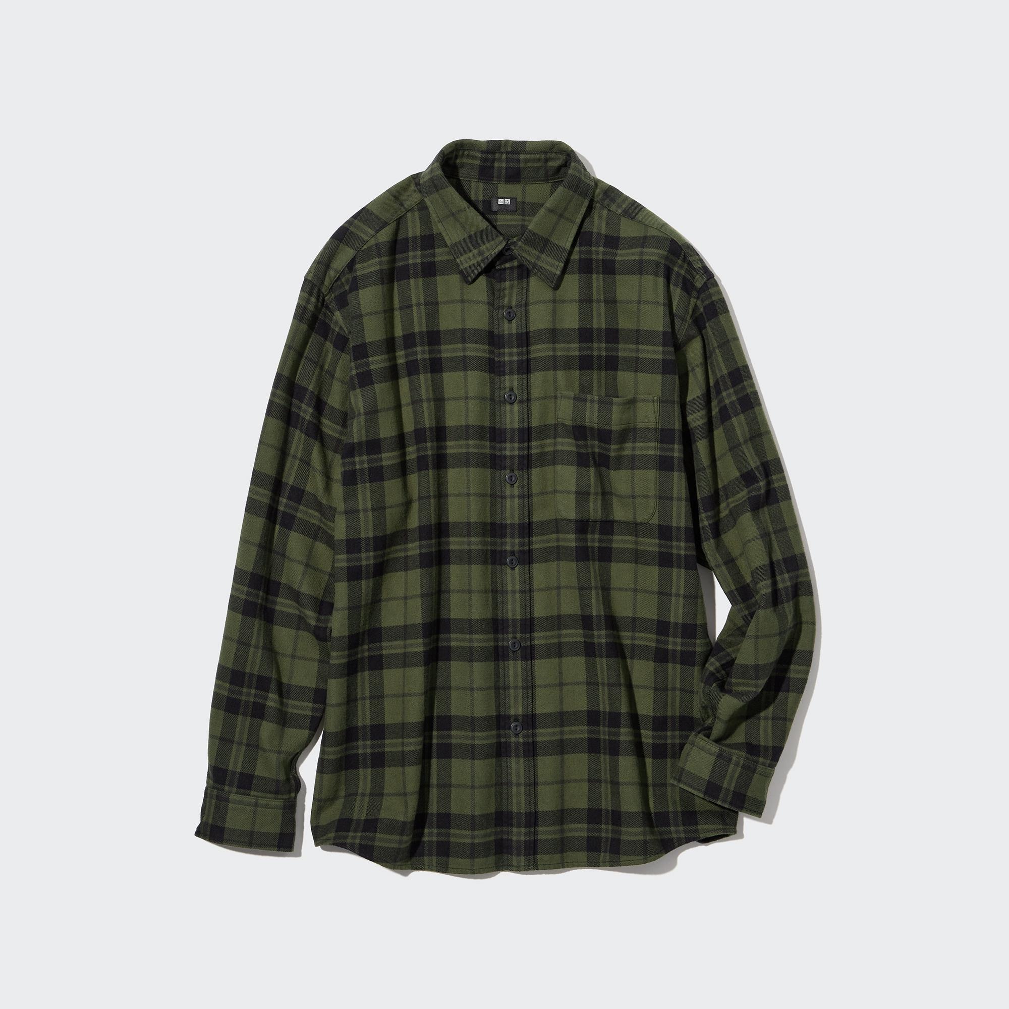 MENS FLANNEL OVERSIZED CHECKED LONG SLEEVE SHIRT  UNIQLO VN