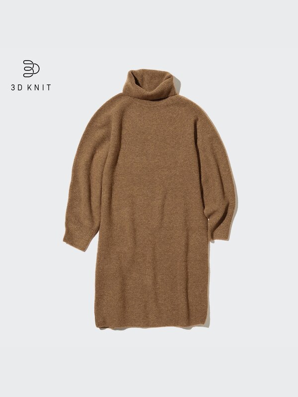 3Dニットスフレタートルネックワンピース（長袖・ロング丈・87.5～98cm）