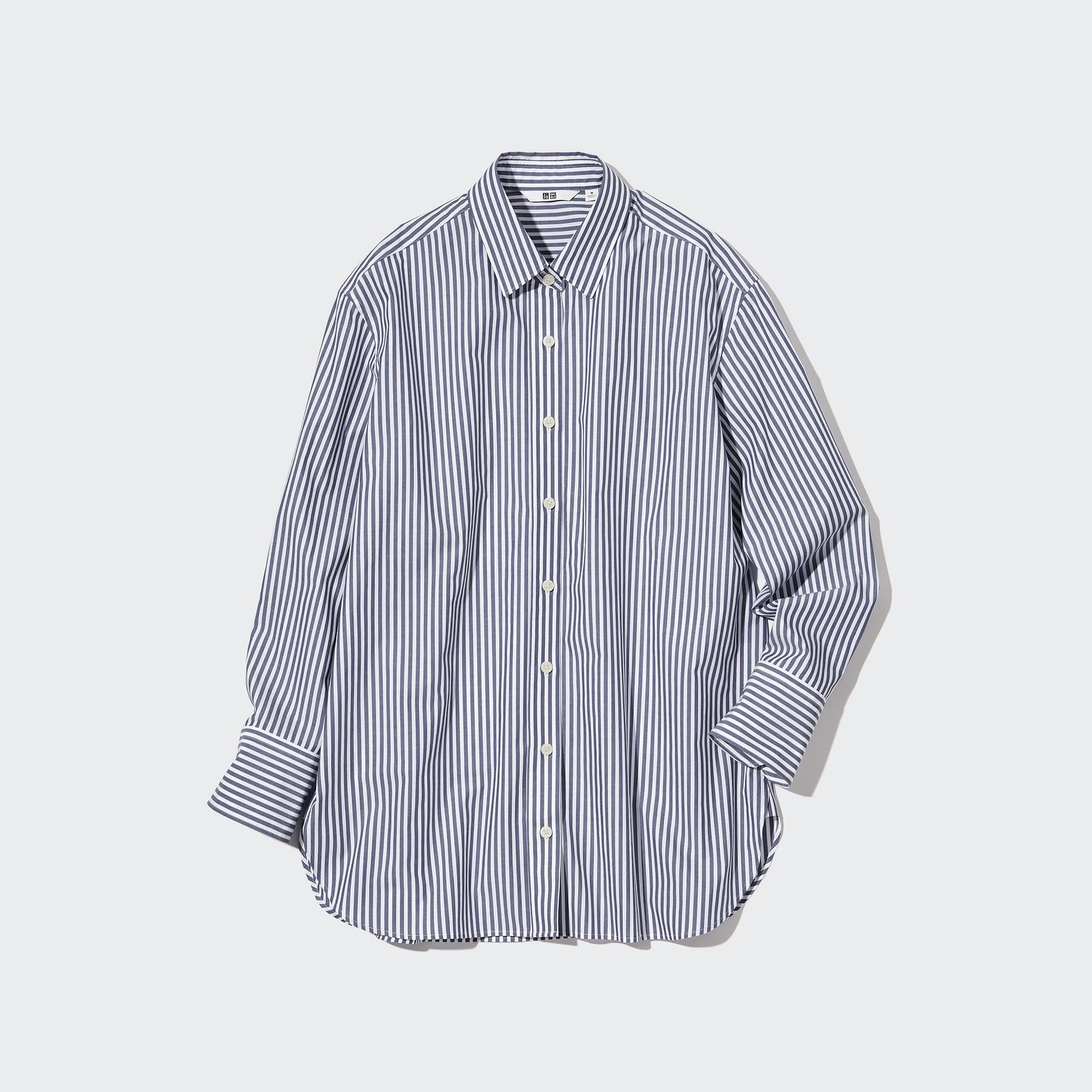 Extra Fine Cotton Broadcloth Regular Fit Striped Shirt ButtonDown Collar   UNIQLO UK