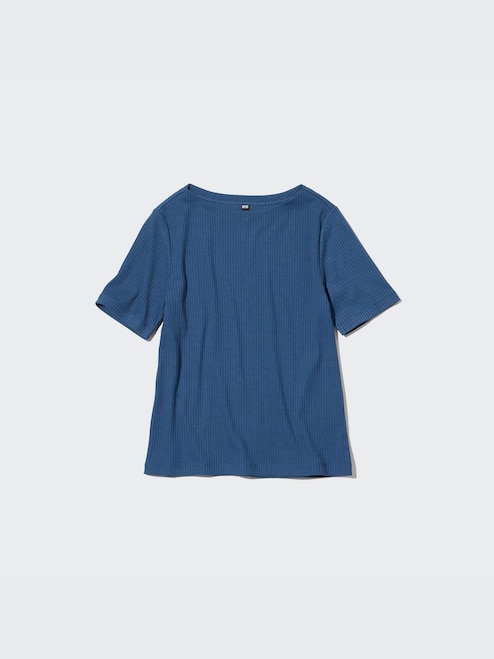 WOMEN'S RIBBED CREW NECK HALF SLEEVE T-SHIRT UNIQLO PH