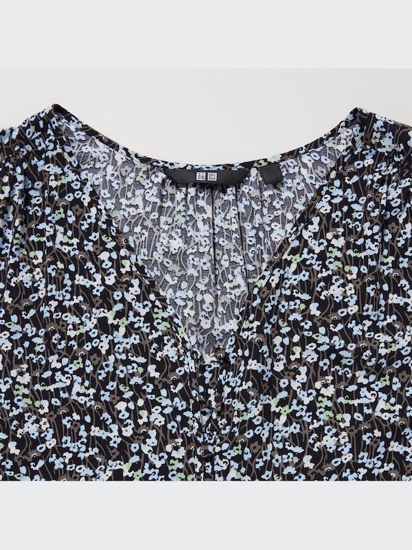 プリントVネックブラウス（長袖）