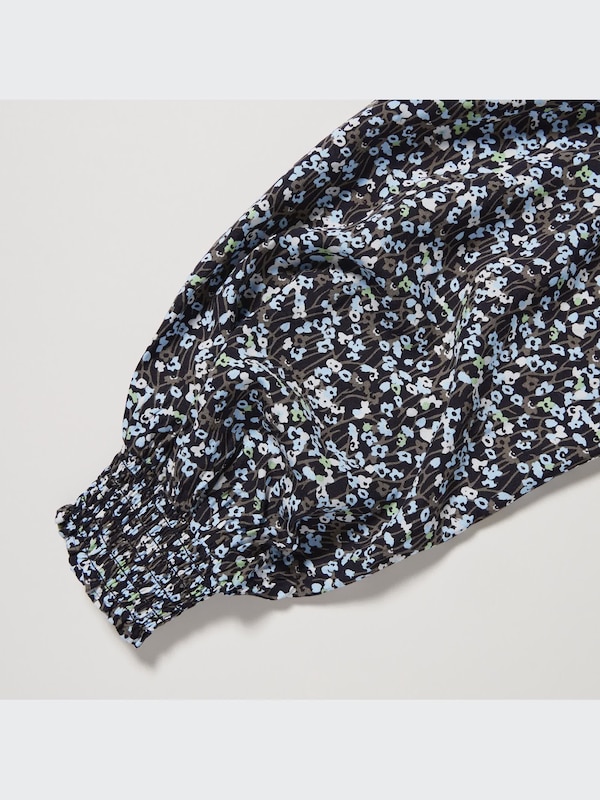 プリントVネックブラウス（長袖）