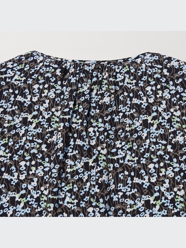 プリントVネックブラウス（長袖）