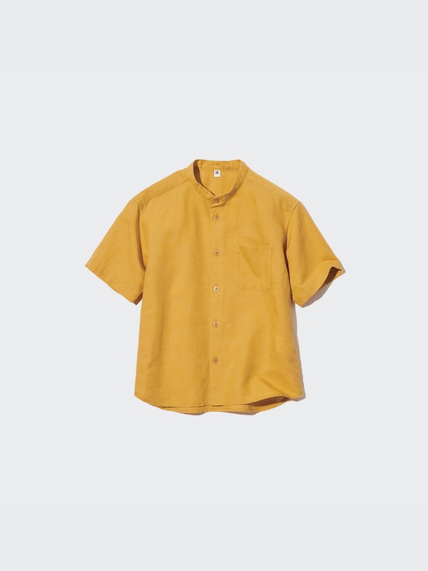 Kemeja Katun Linen Kerah Tegak