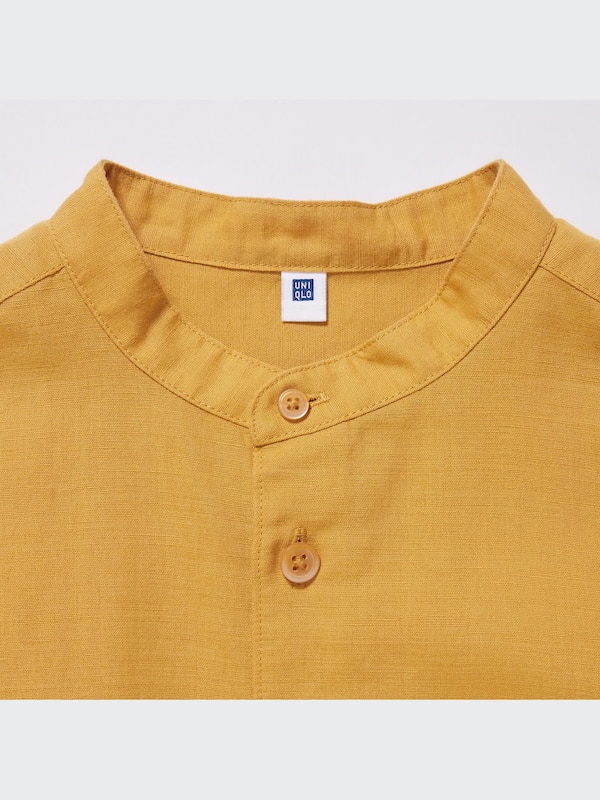 Kemeja Katun Linen Kerah Tegak