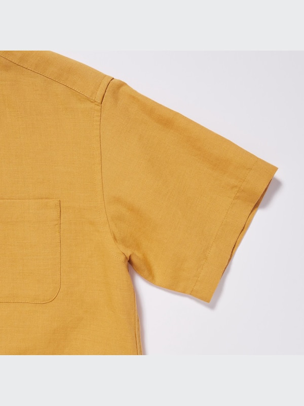 Kemeja Katun Linen Kerah Tegak