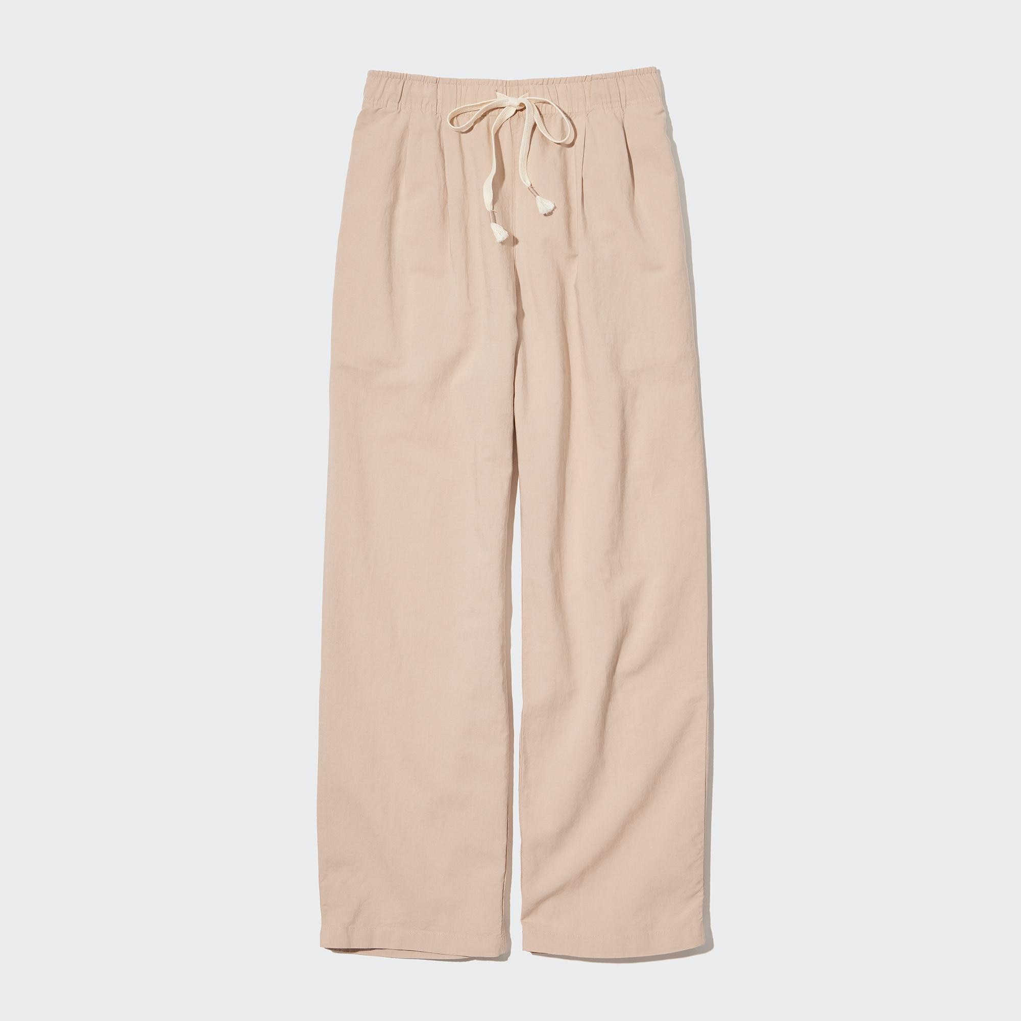 Rapbin Women's Cotton Linen Pants Drawstring Elastic Waist Side Pockets  high Rise Casual Loose Trousers Pants at Amazon Women's Clothing store