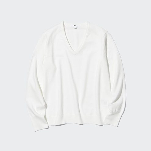 Washable Cotton Long Sleeve V Neck Sweater