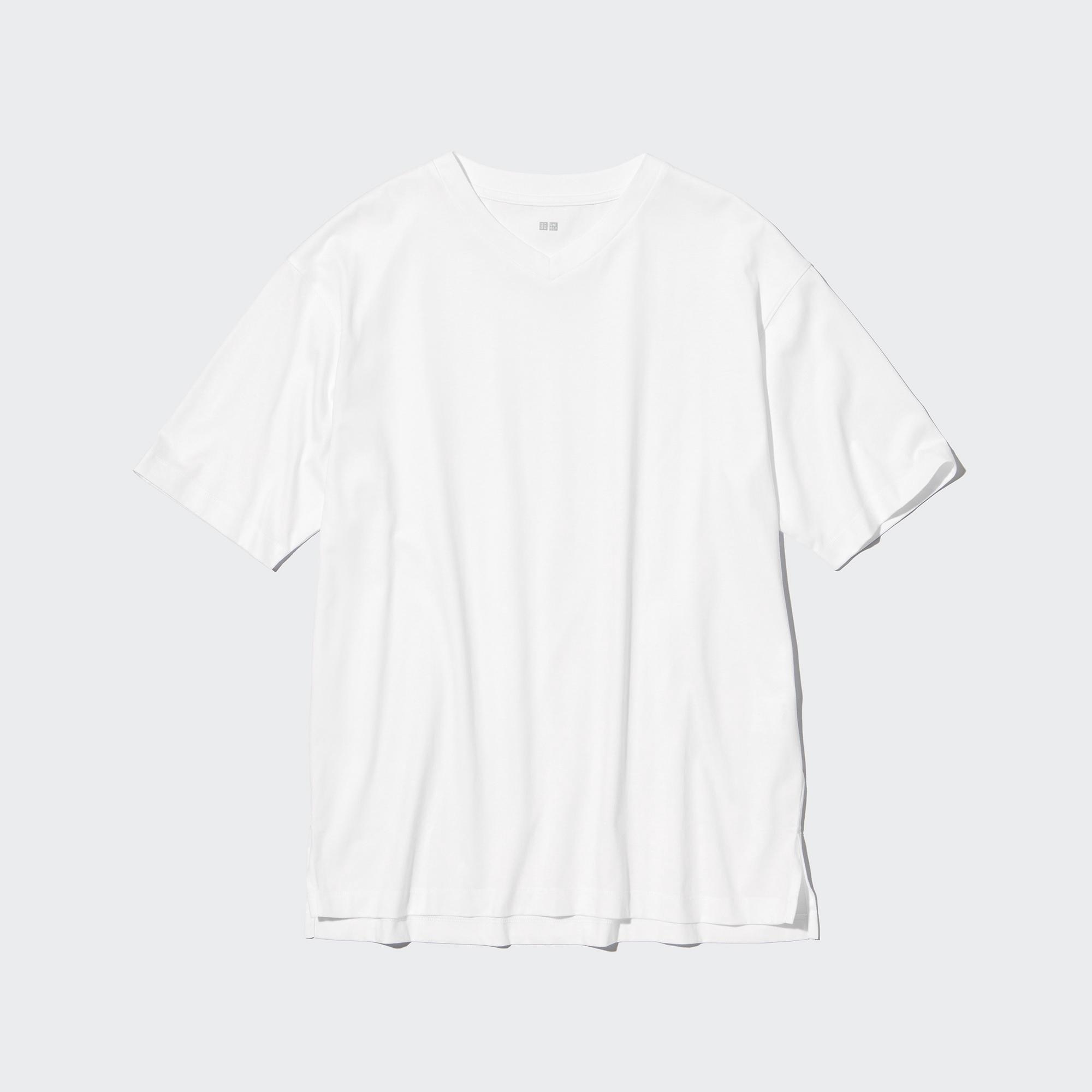 Uniqlo white v shop neck t shirt