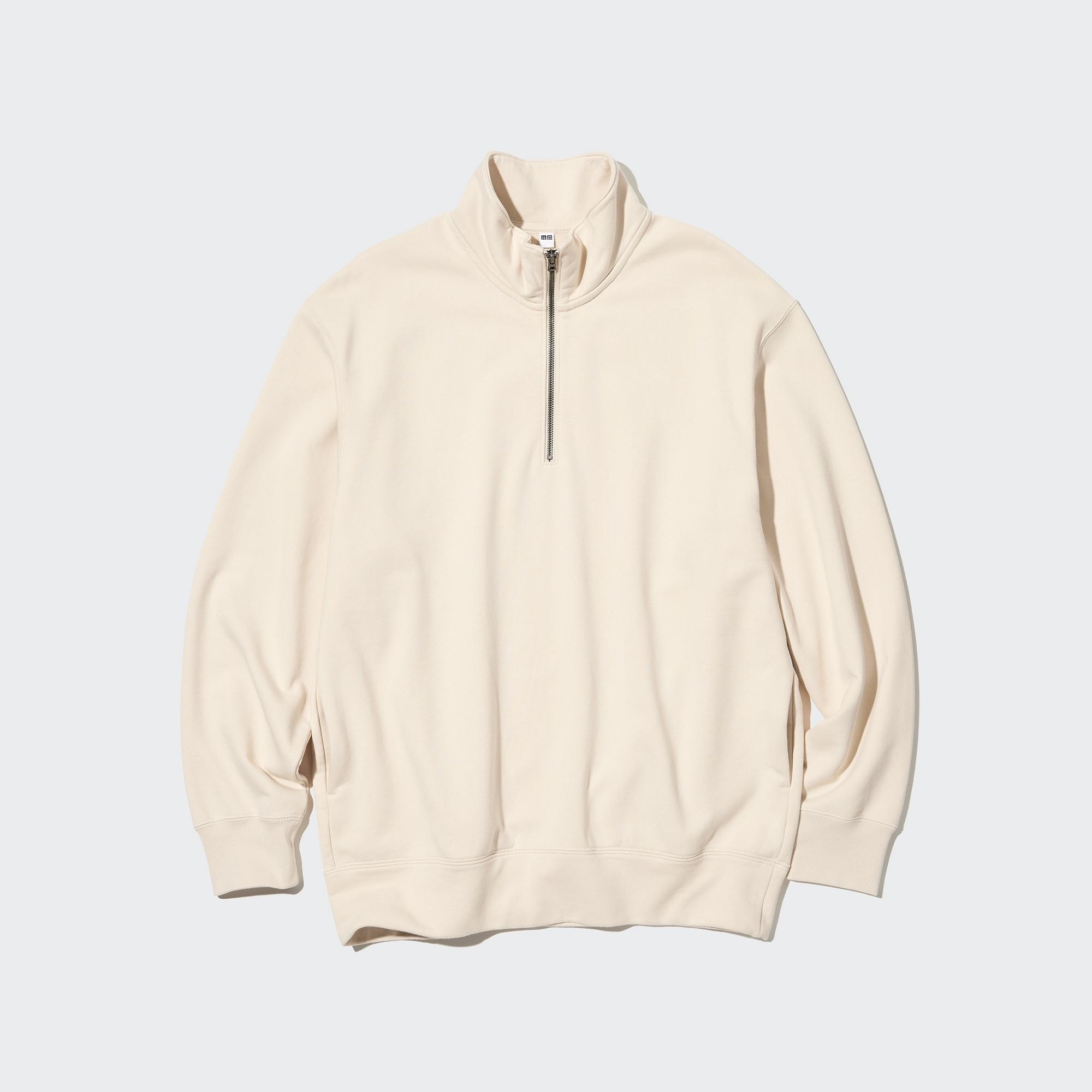 Mens cream half hot sale zip sweater