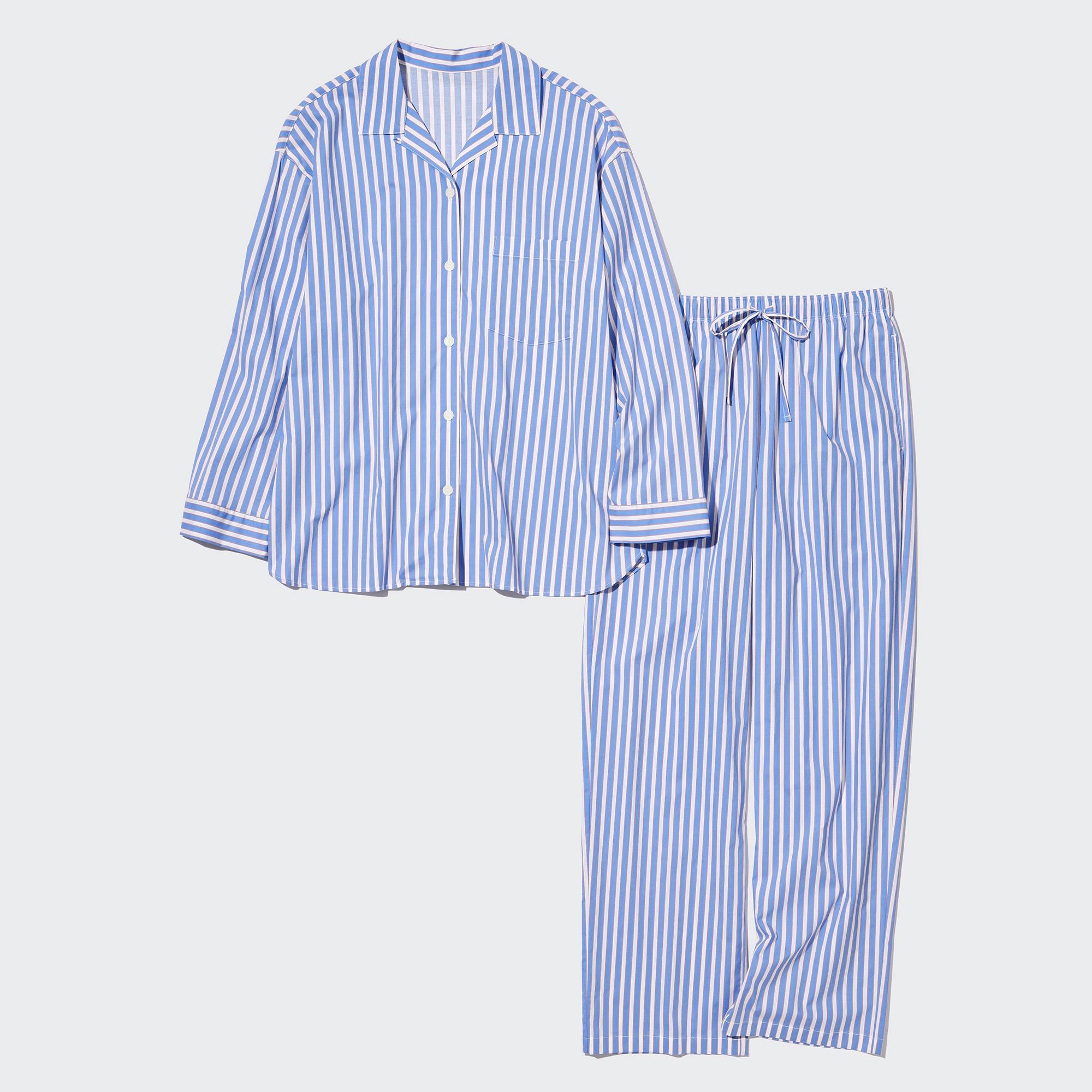 WOMEN S SOFT STRETCH STRIPED PAJAMAS LONG SLEEVE UNIQLO SG