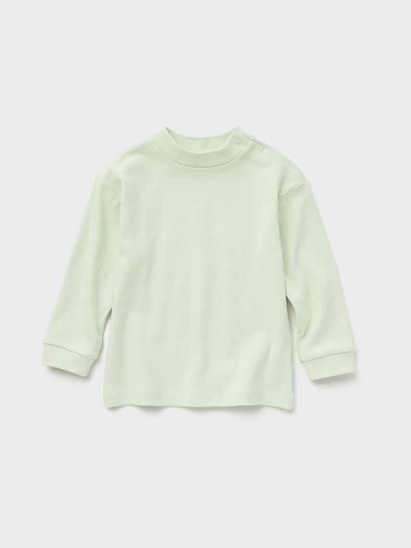 ソフトタッチコットンモックネックTシャツ（長袖）