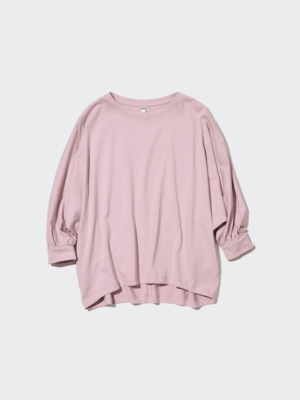 スムースコットンボリュームスリーブTシャツ（7分袖）