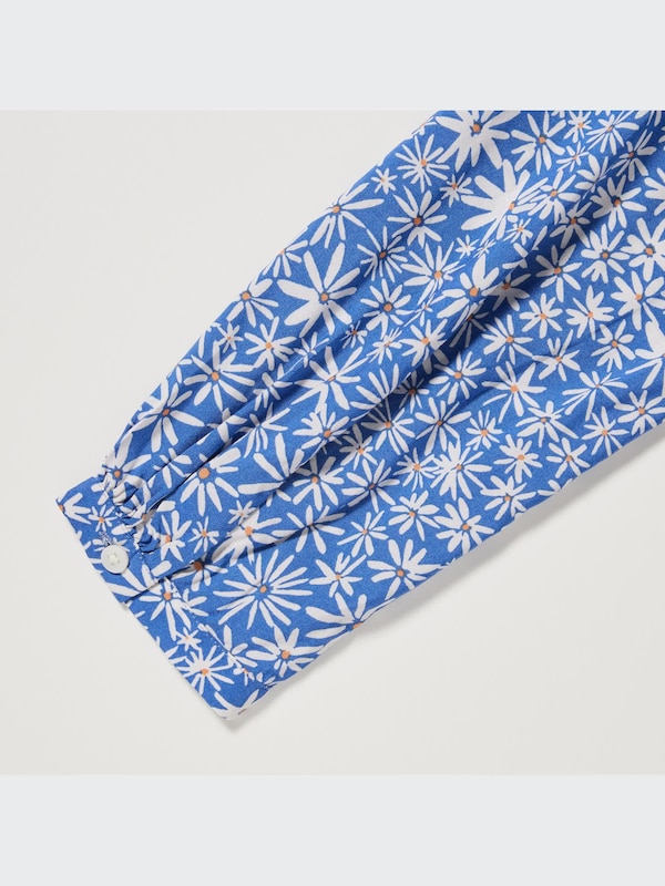 Printed V Neck Long Sleeve Blouse