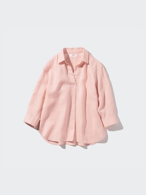 Premium Linen Skipper Collar 3/4 Sleeve Shirt
