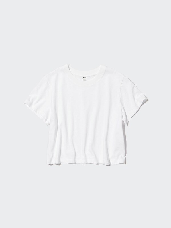 T-Shirt Crop Slub Jersey Lengan Pendek