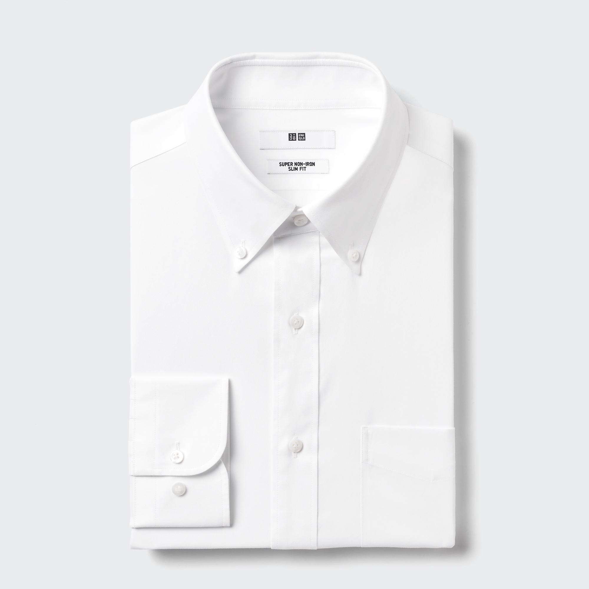 ユニクロ公式 スーパーノンアイロンスリムフィットシャツ（ボタンダウンカラー・長袖）（メンズ）のサイズを確認する