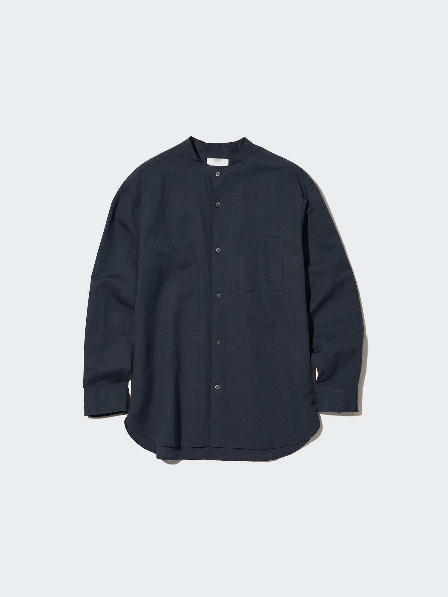LINEN COTTON STAND COLLAR LONG SLEEVE SHIRT | UNIQLO SG