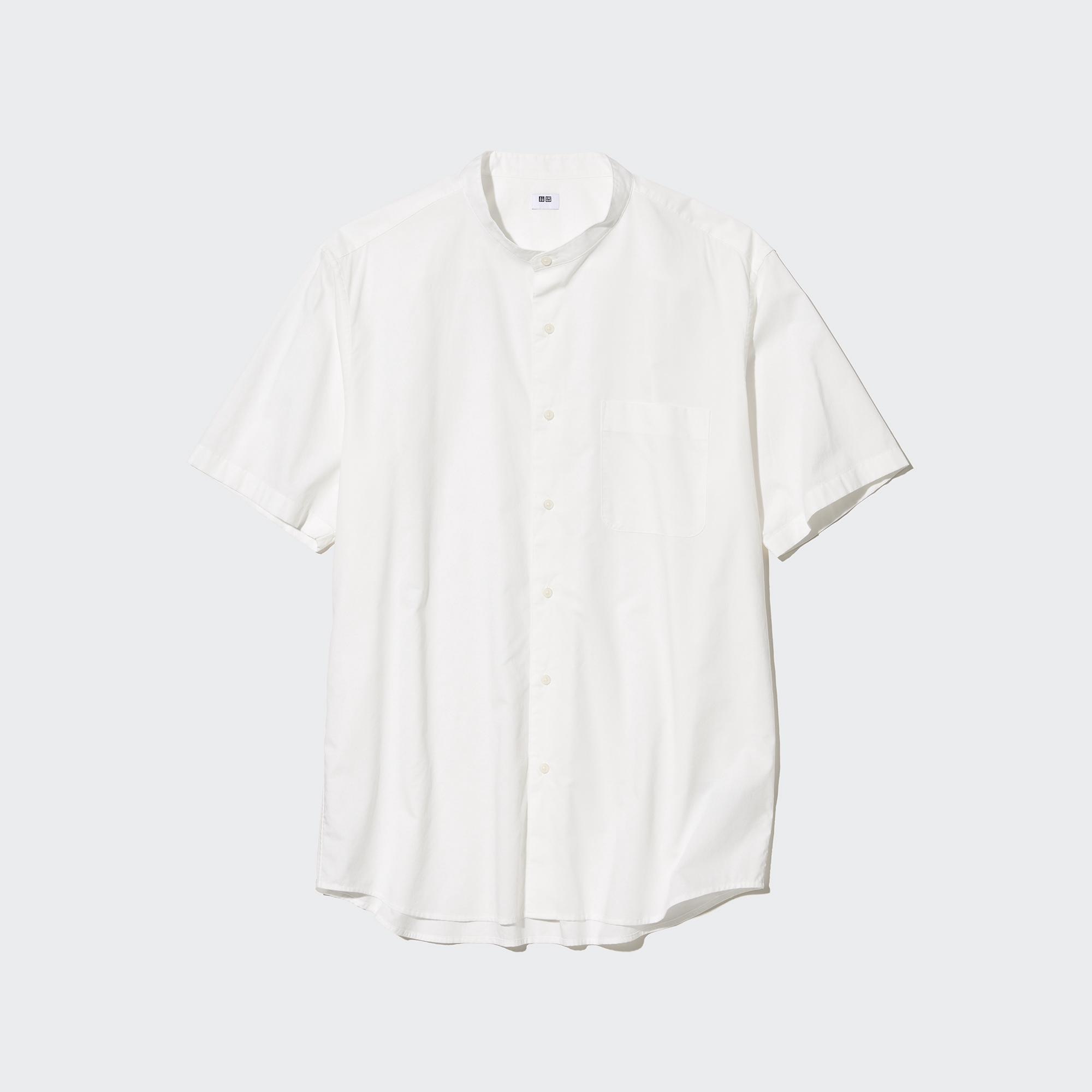 White short sleeve 2025 shirt button down collar