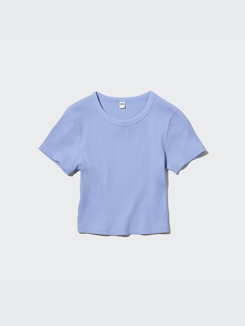 WOMEN'S RIBBED CREW NECK SHORT SLEEVE CROPPED T-SHIRT UNIQLO PH