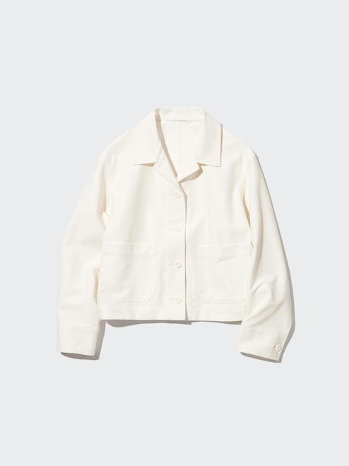 Button Uniqlo White Coat Uniqlo Jacket Men Medium Beige Knit