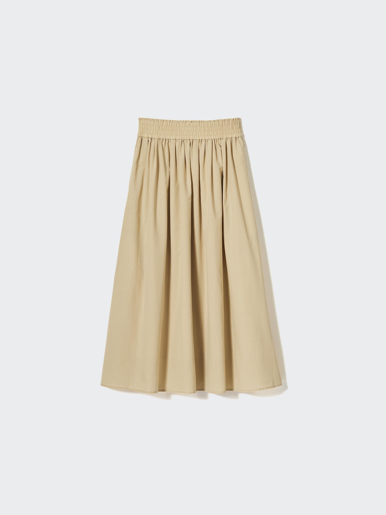 ★ODOR★ Jersey shirring skirt in sand beige P0000FRG WOMEN'S SHIRRING SKIRT | UNIQLO SG