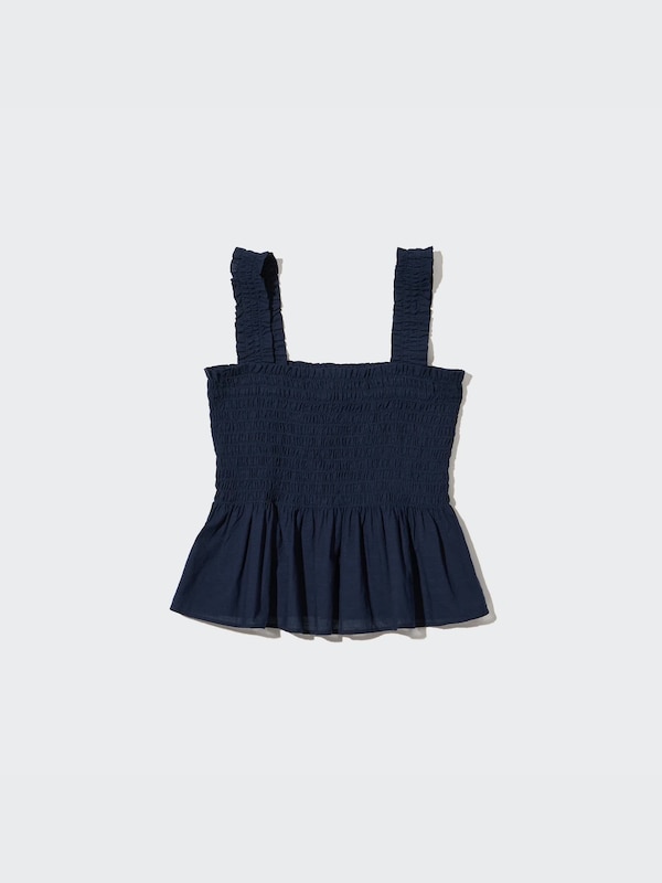 Cotton Shirring Sleeveless Blouse