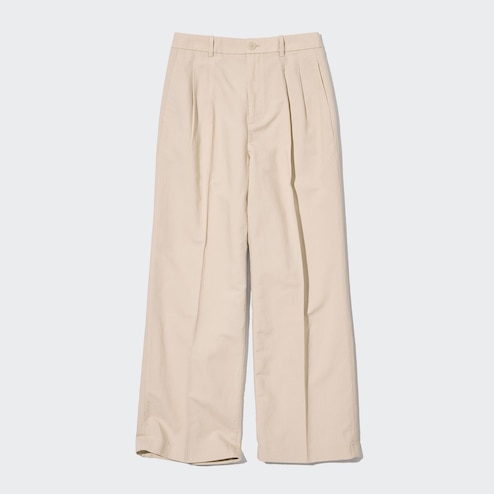 WOMEN'S LINEN BLEND PLEATED WIDE PANTS (TUCKED) (CO-ORD)
