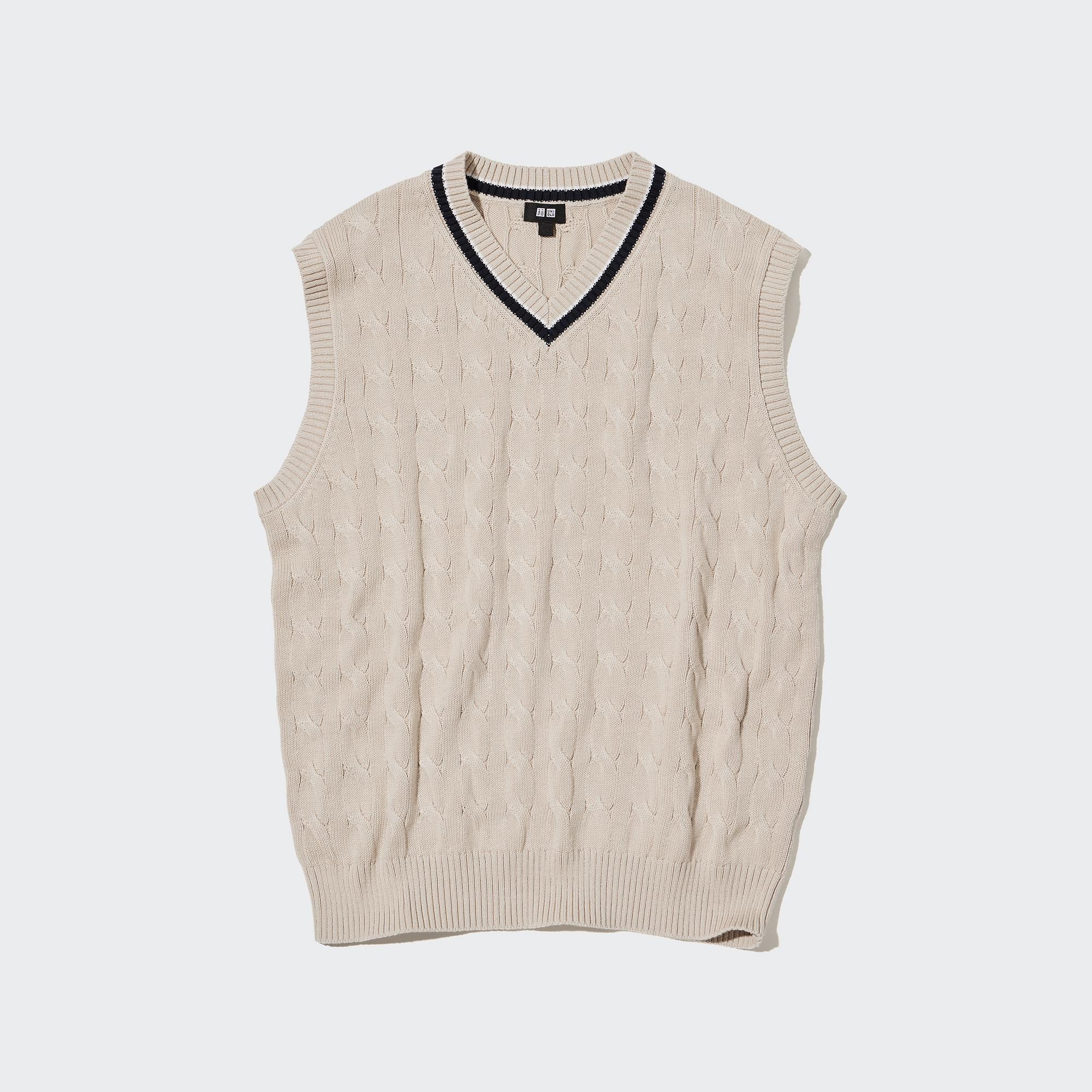 MENS CABLE V NECK KNITTED VEST  UNIQLO VN