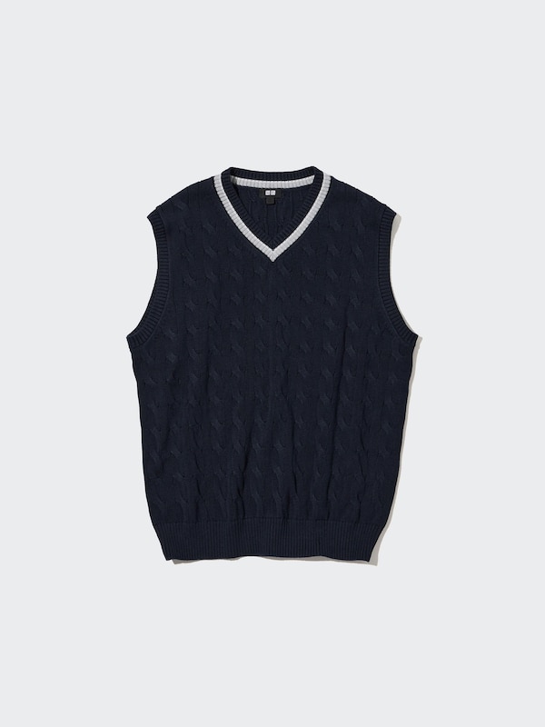 Cable V Neck Knitted Vest